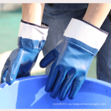 NMsafety EN388 4221 guantes de wokr de seguridad de manguito de seguridad de nitrilo azul